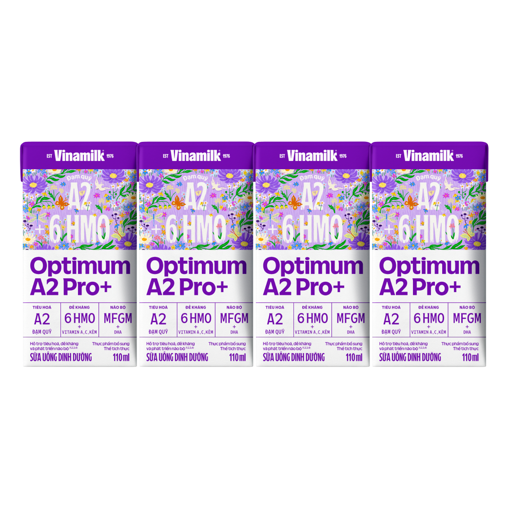 Vỉ sữa pha sẵn Vinamilk Optimum A2 PRO+ 4 x 110ml